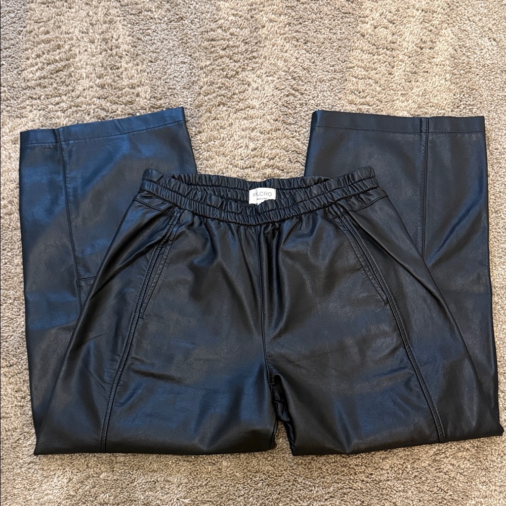 Pilcro "Izzie" Barrel Leg Faux Leather Black Pants